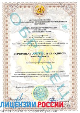 Образец сертификата соответствия аудитора №ST.RU.EXP.00014299-1 Тутаев Сертификат ISO 14001